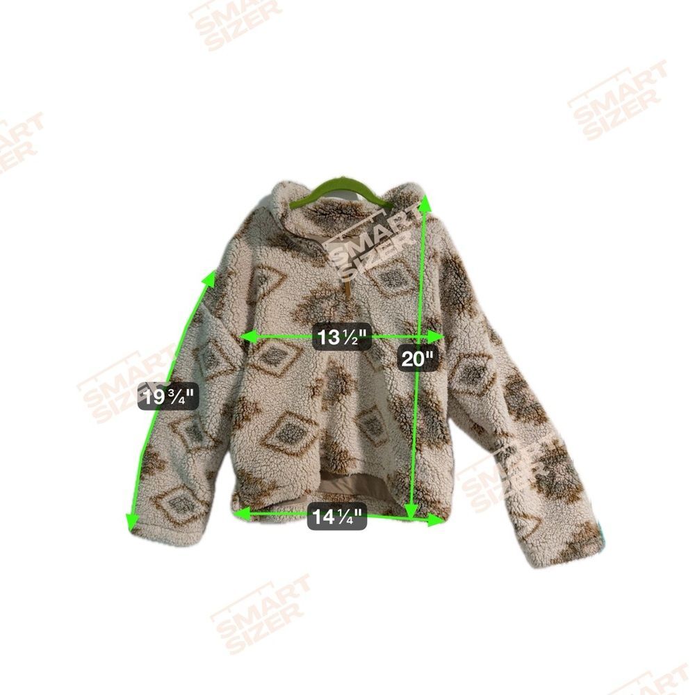 Thread & Supply Sherpa Fleece Half Zip Pullover Medium Beige Brown Aztec - Picture 8 of 8